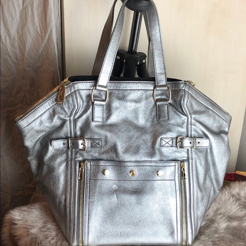 VTG YSL Downtown Bag Large Silver/Pewter